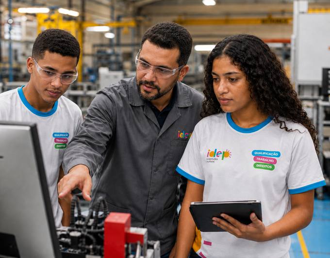Jovens aprendizes em formação prática